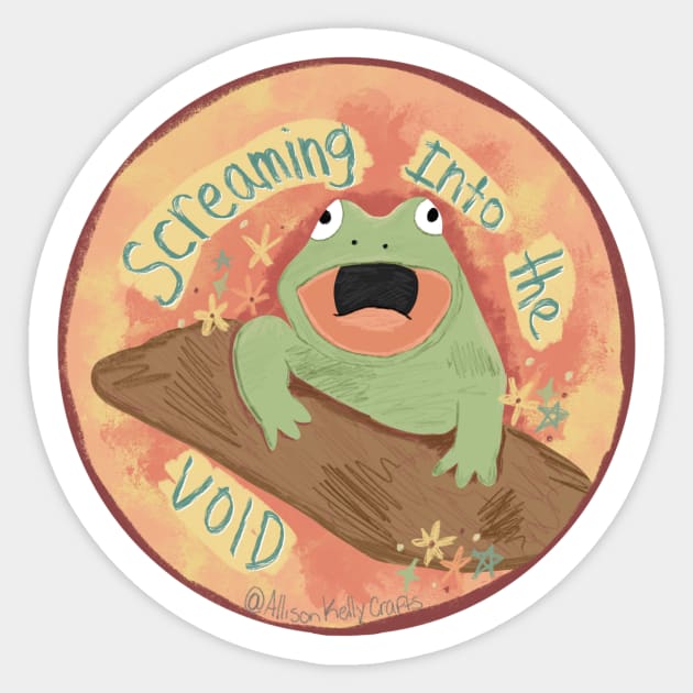 Frog screaming into the void Sticker by allysci